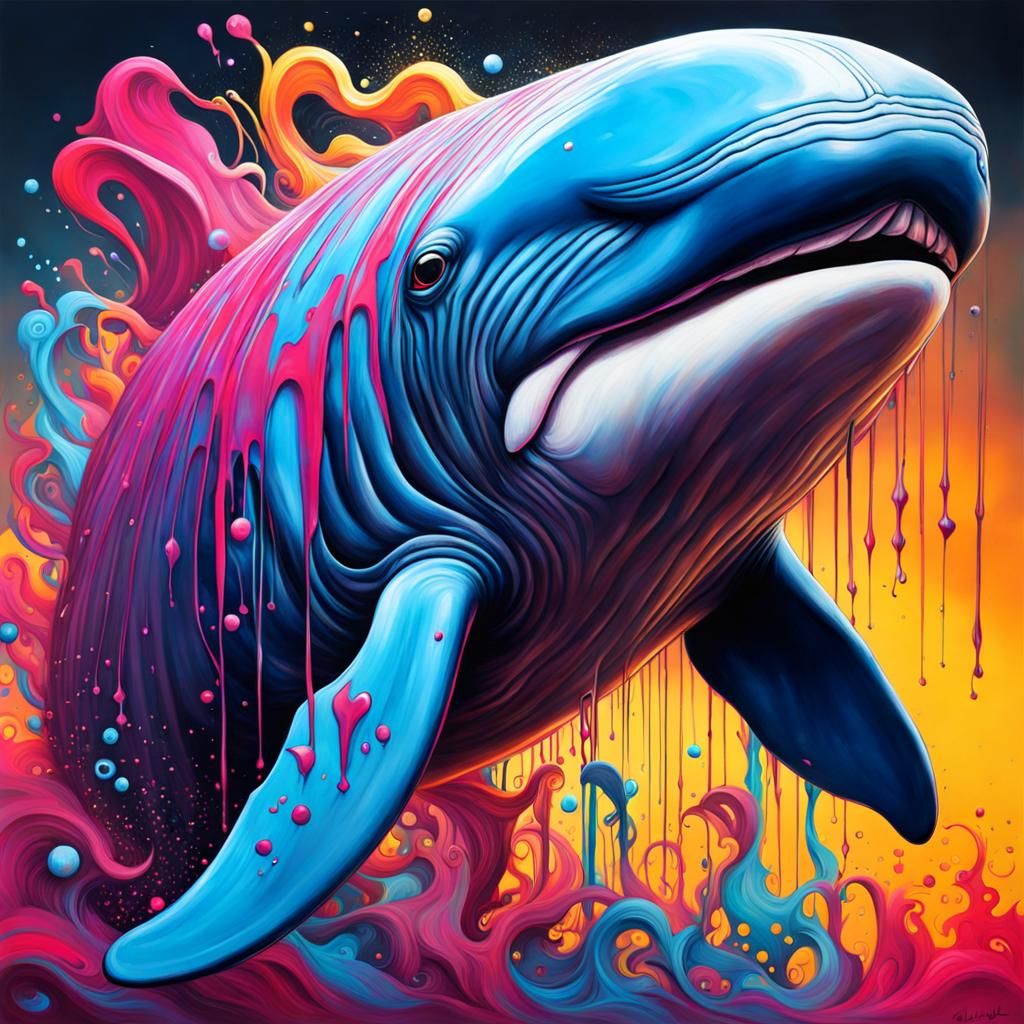 Graffiti Whale Splash Art Street Scene