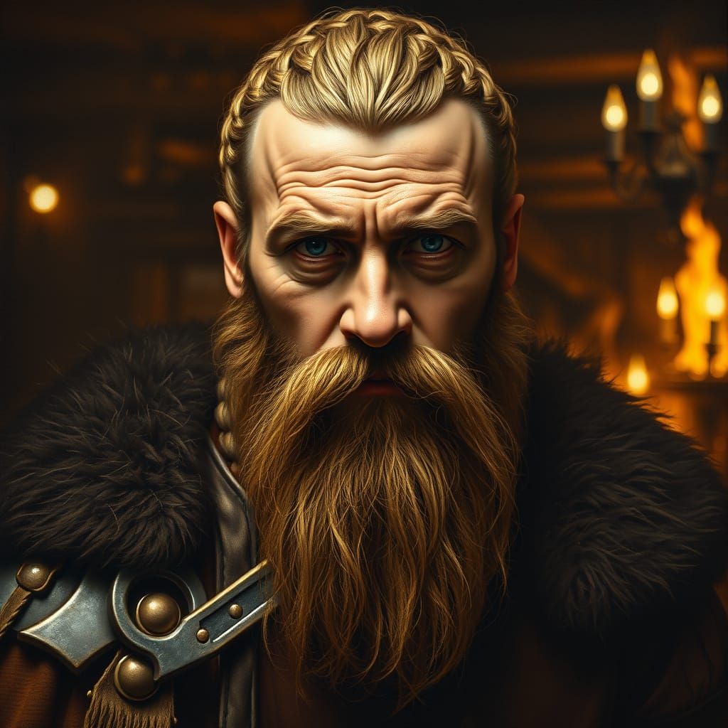 Viking Chieftain in Dramatic Oil Painting Style