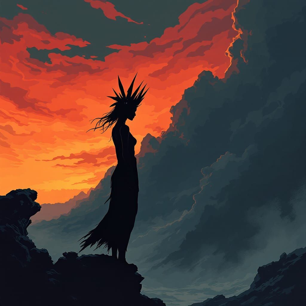 Solitary Queen on Cliff at Sunset