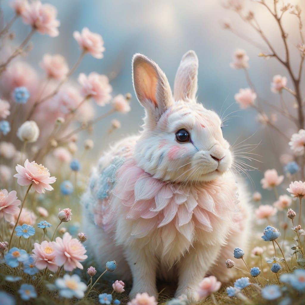Whimsical Easter Bunny in Pastel Paradise