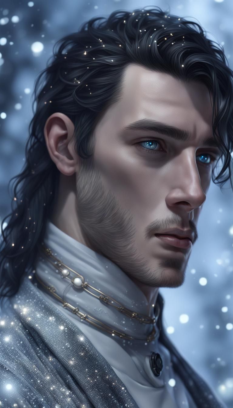 <lora:Animation:1.0> closeup 3D realism portrait victorian freckled prince male man in the night long_black_hair" short_...
