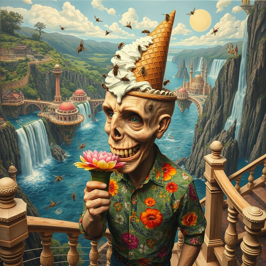 Floating Water City: Sacred Geometry in Bosch Style