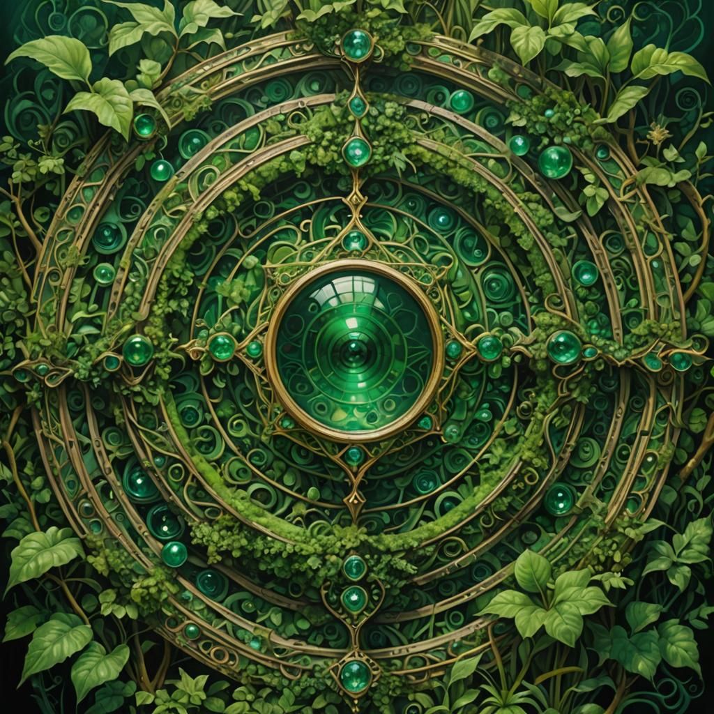 Distorted Reality in Emerald and Verdant Hues