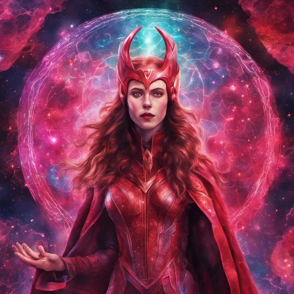 Scarlet Witch and Loki in Cosmic Holographic Art