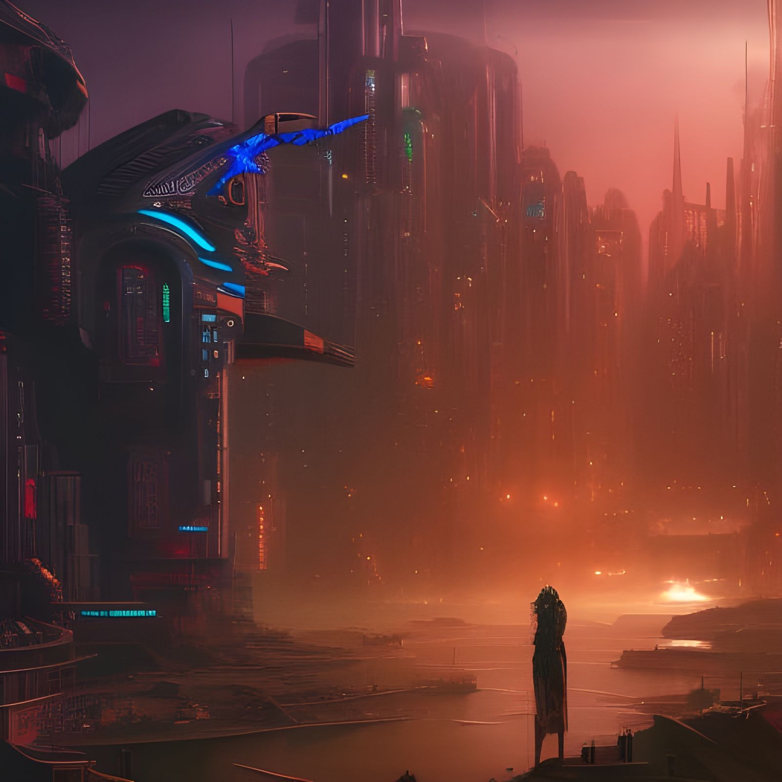 Cyberpunk Insectoid Creature in Detailed Matte Painting