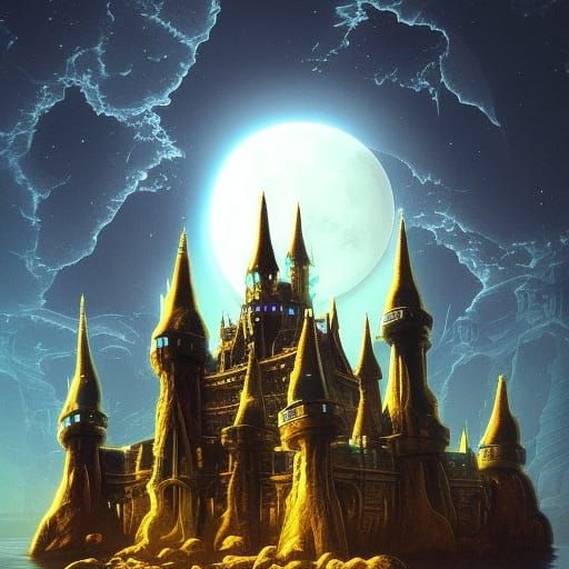 Fantasy Floating Castle on Sci-Fi Planet in Unreal Engine