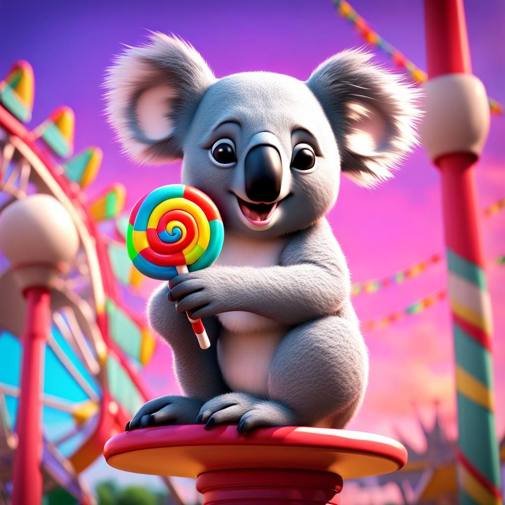 Koala in Amusement Park: 3D Digital Art