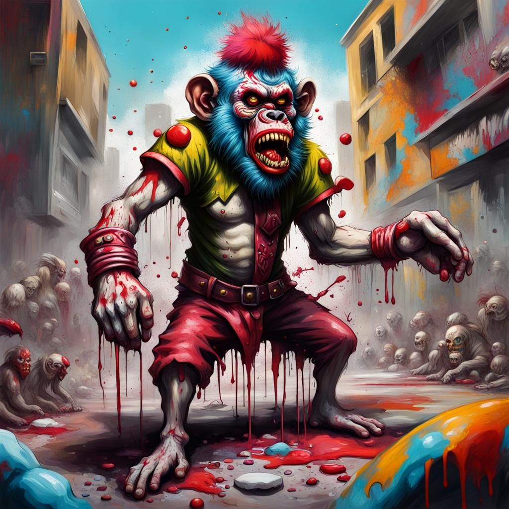 Zombie Monkey Monster Clown Gladiators In Battle