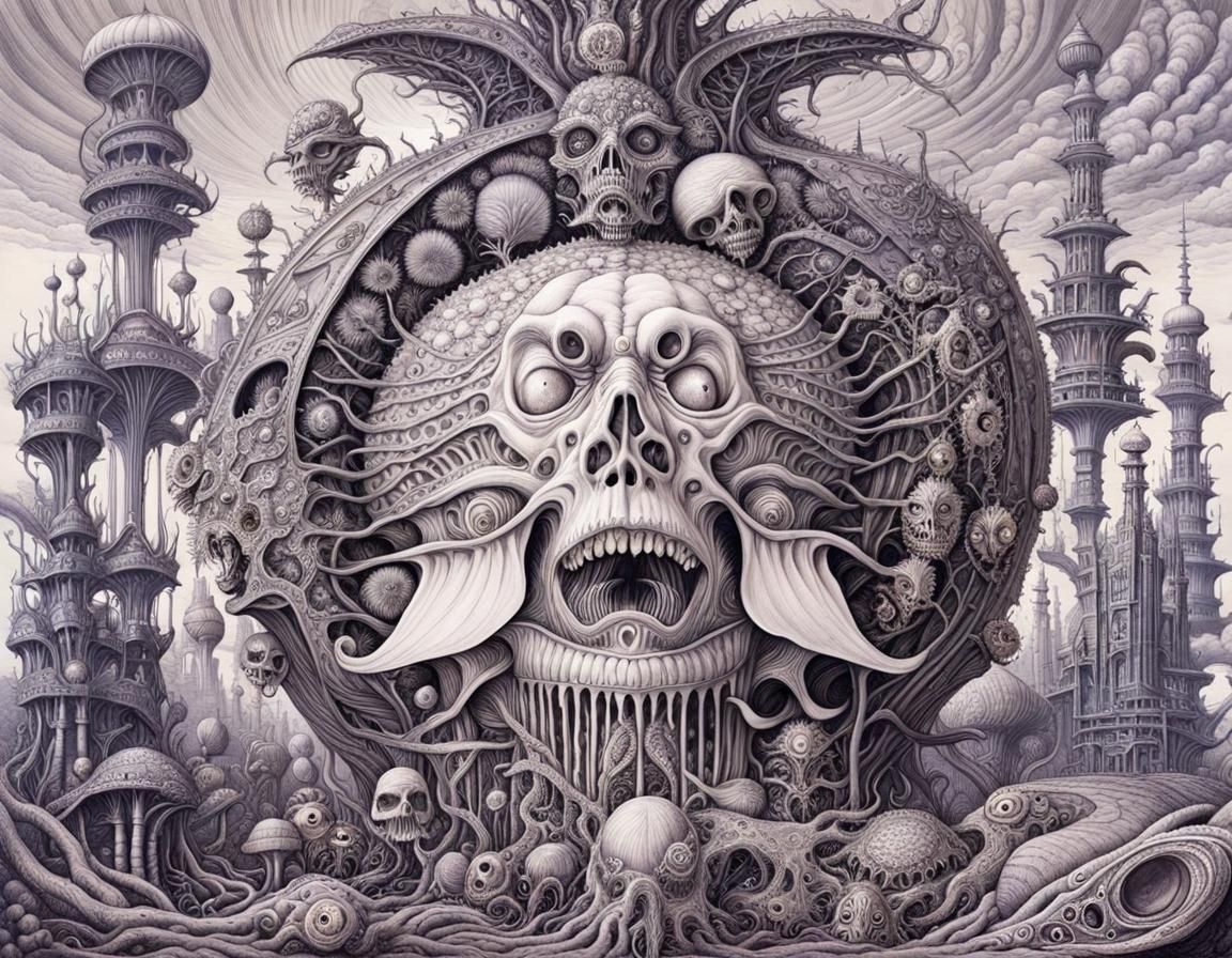 Haunting Surreal Landscape Drawing in Dore Style