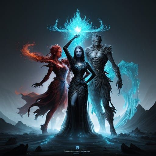 Surreal Convergence of Elemental Forces in a Fantastical Rea...