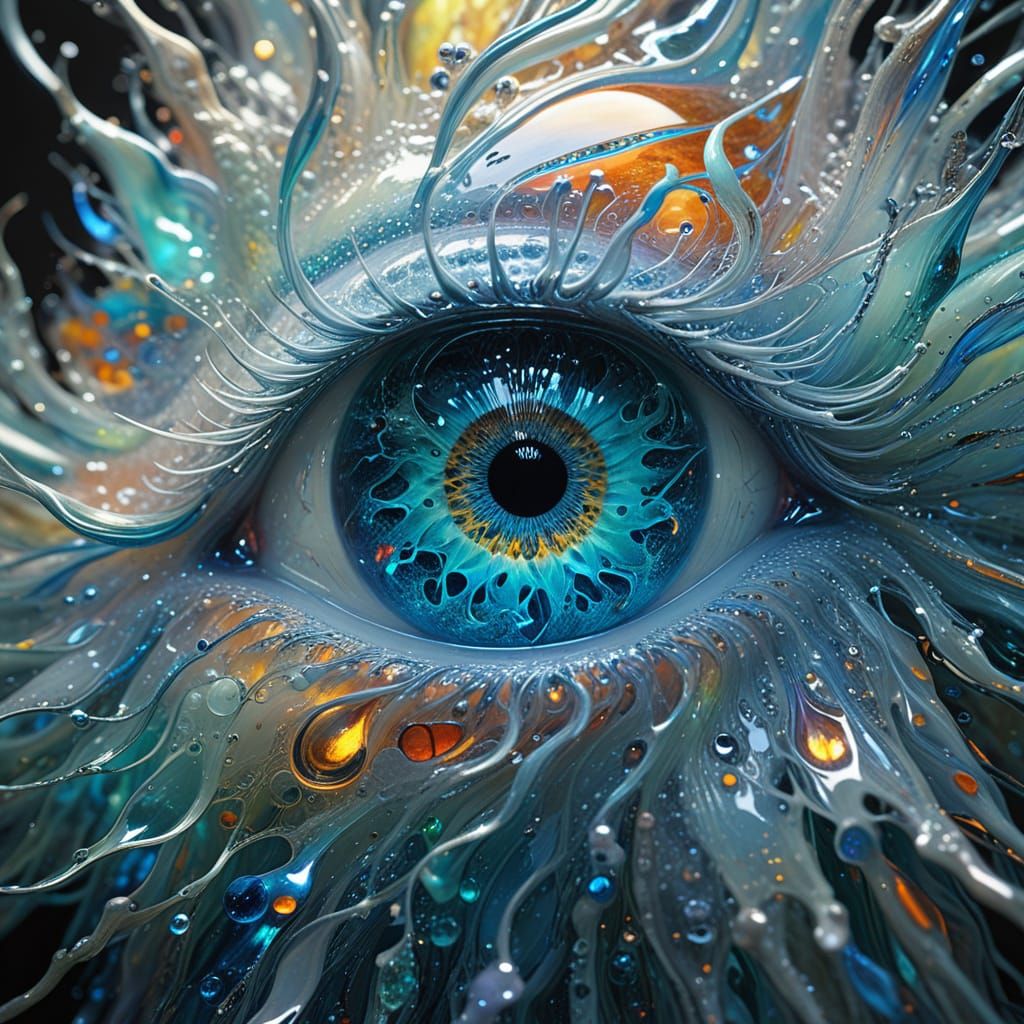 Molten Glass Eye in Abstract Expressionism Style