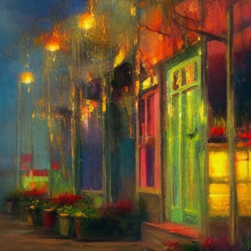 Romantic Couple in Misty Garden, Impressionist Style