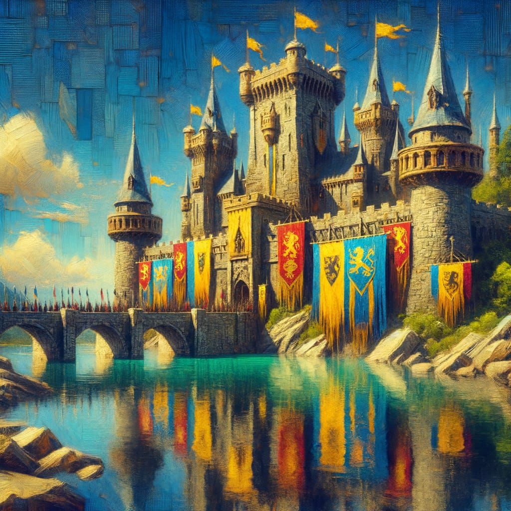 Medieval Fantasy Castle in Vibrant Colors