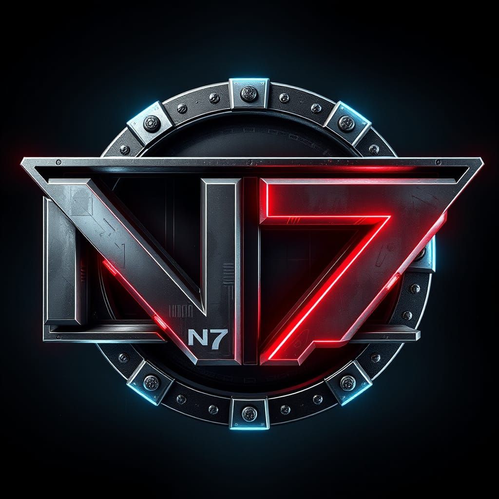 Gritty Metallic N7 Sign in Futuristic Style
