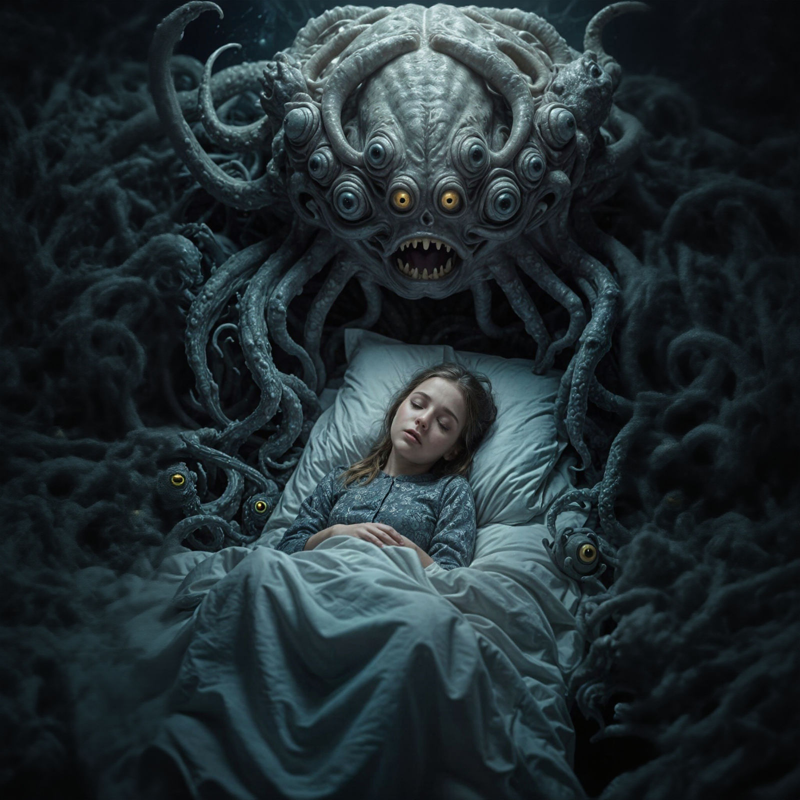 Nightmare Dreamscape: Girl and Alien Monster