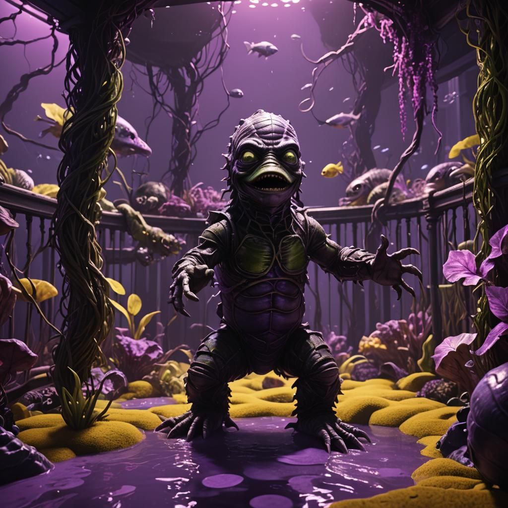 Horrific Baby Creature in Dark Fantasy Nursery