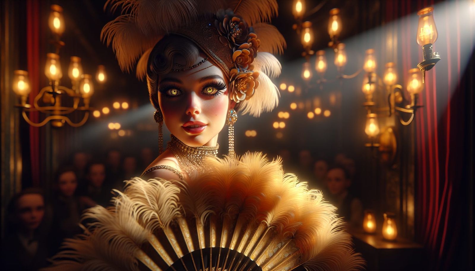 Glamorous 1940s Showgirl in Golden Light