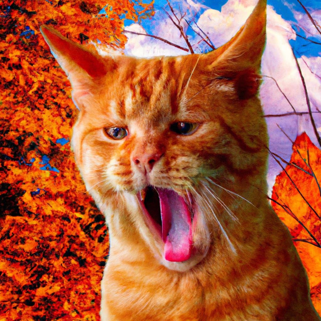 Emotional Orange Cat Mimics The Scream Painting