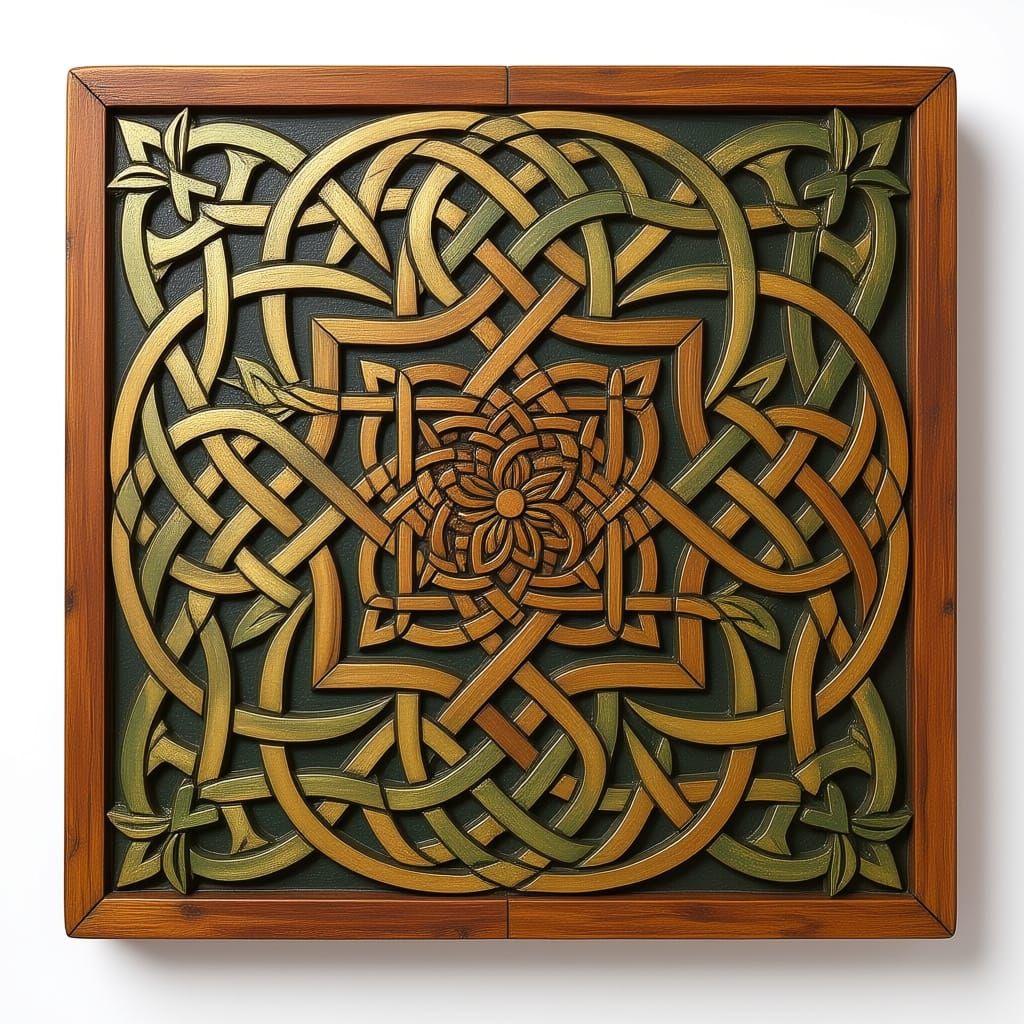 Celtic Knotwork Hnefatafl Board, Painted Wood