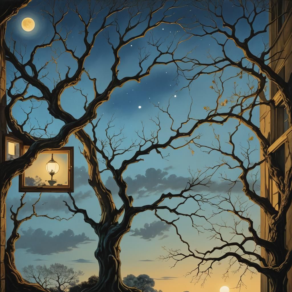 Surreal Day and Night Split-Screen Window