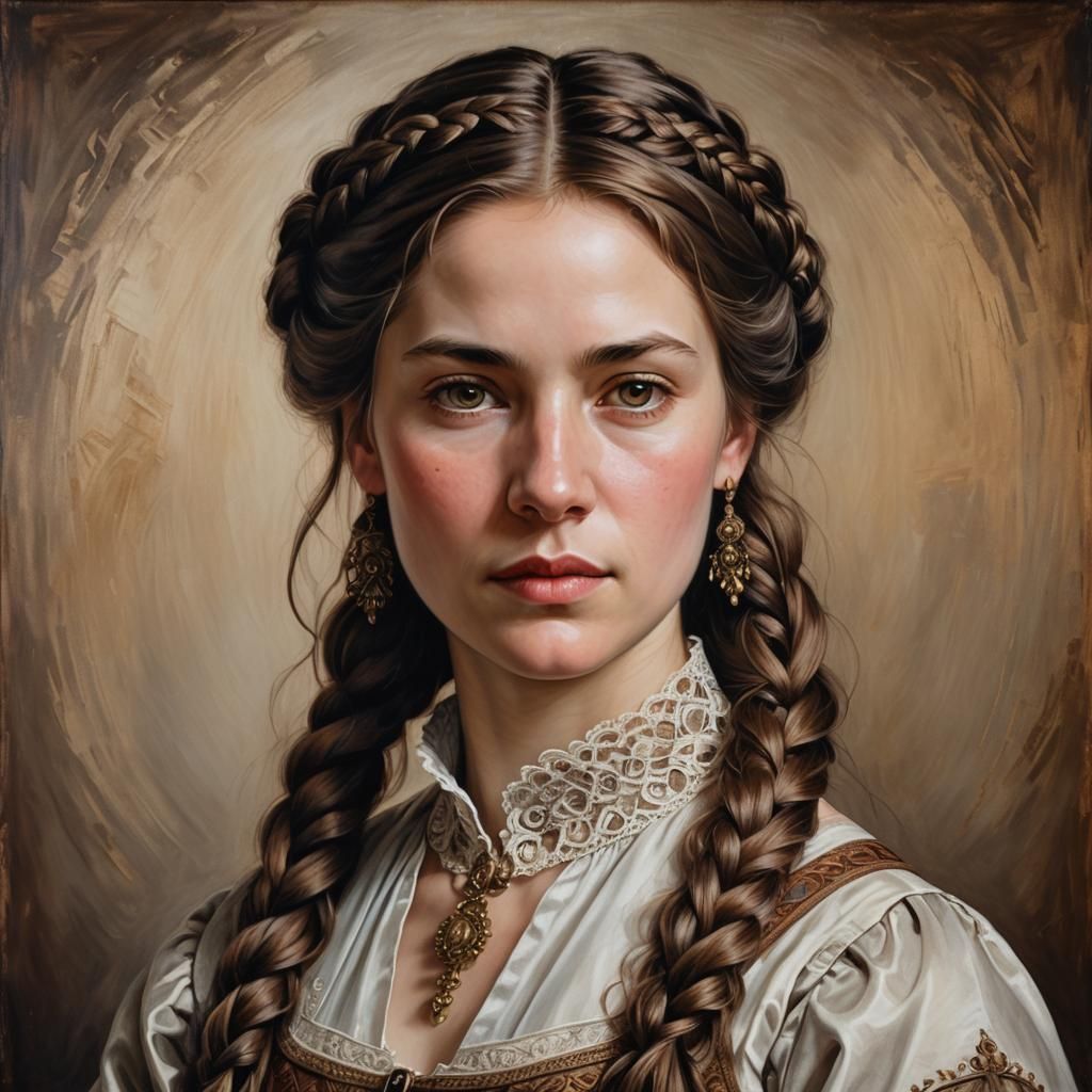Noblewoman Portrait in Renaissance Oil Painting Style