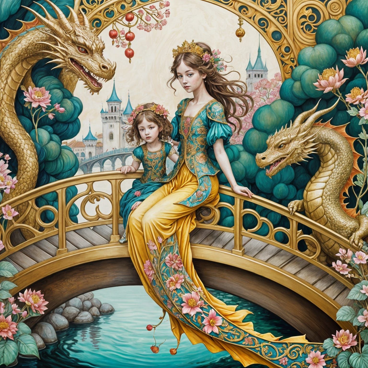 Vibrant Abstract Dragons on Venetian Bridge