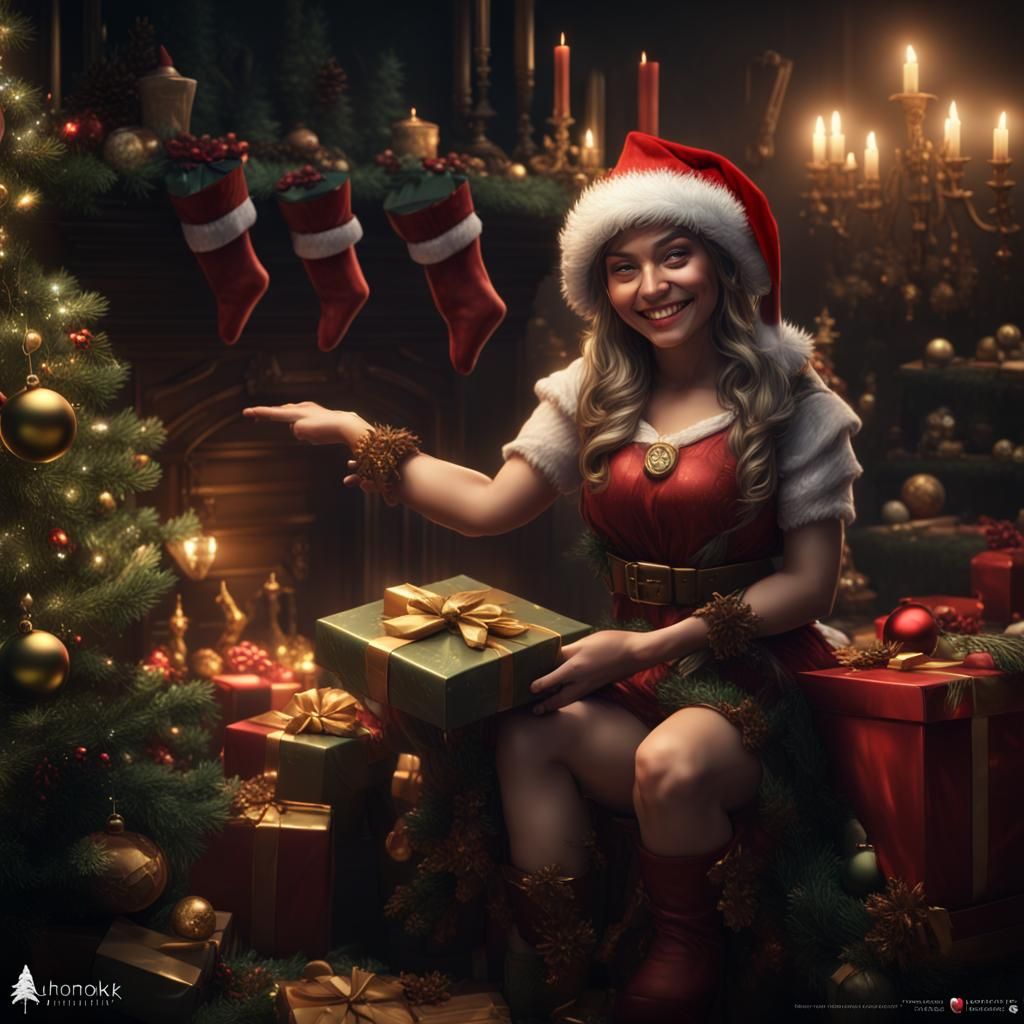 Festive Dark Elf Christmas Greeting in Dark Fantasy Style