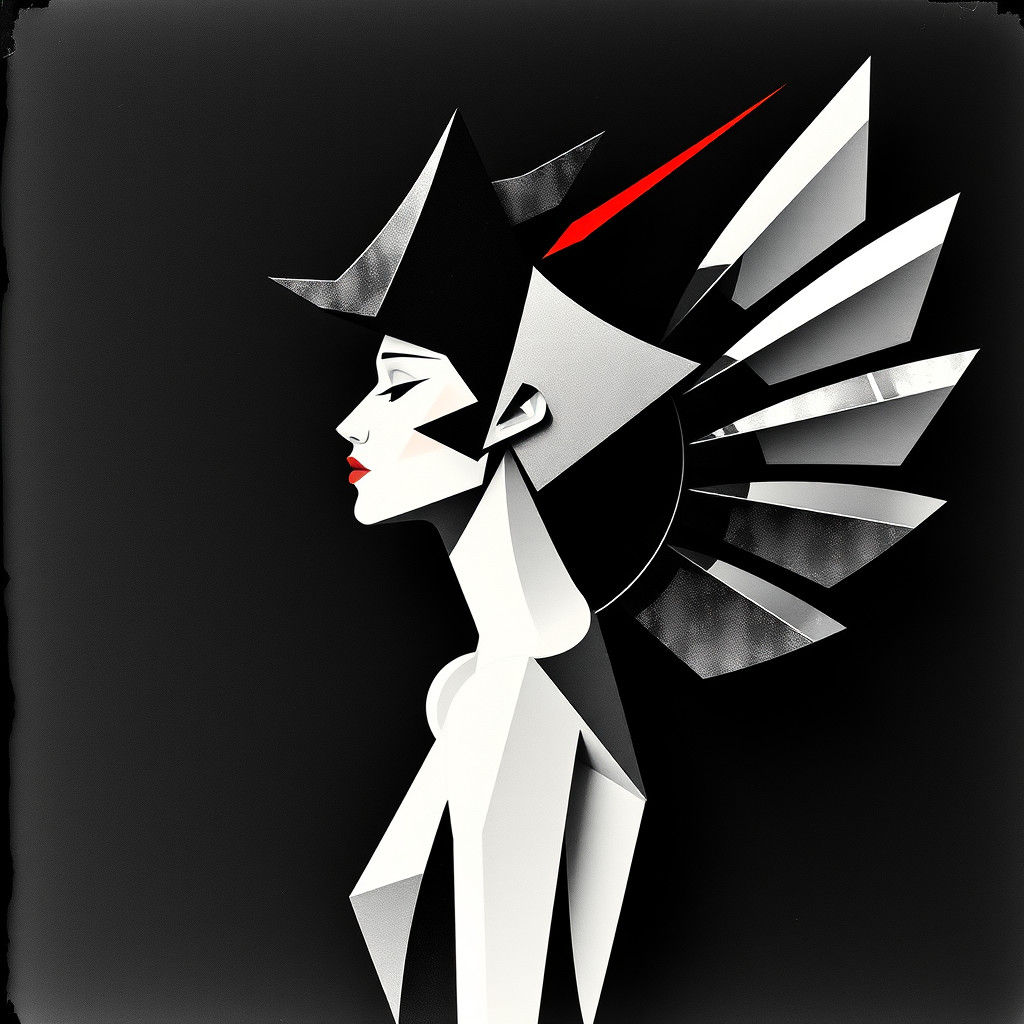 Geometric Winged Figure in Dada Style Photogram