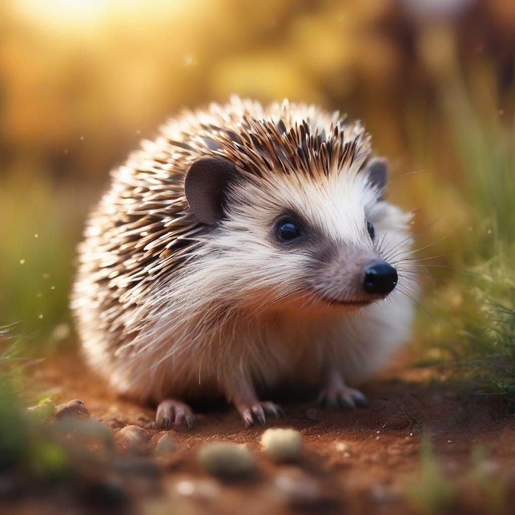 Hedgehog's Fantasy World Adventure: Vibrant Oil Painting