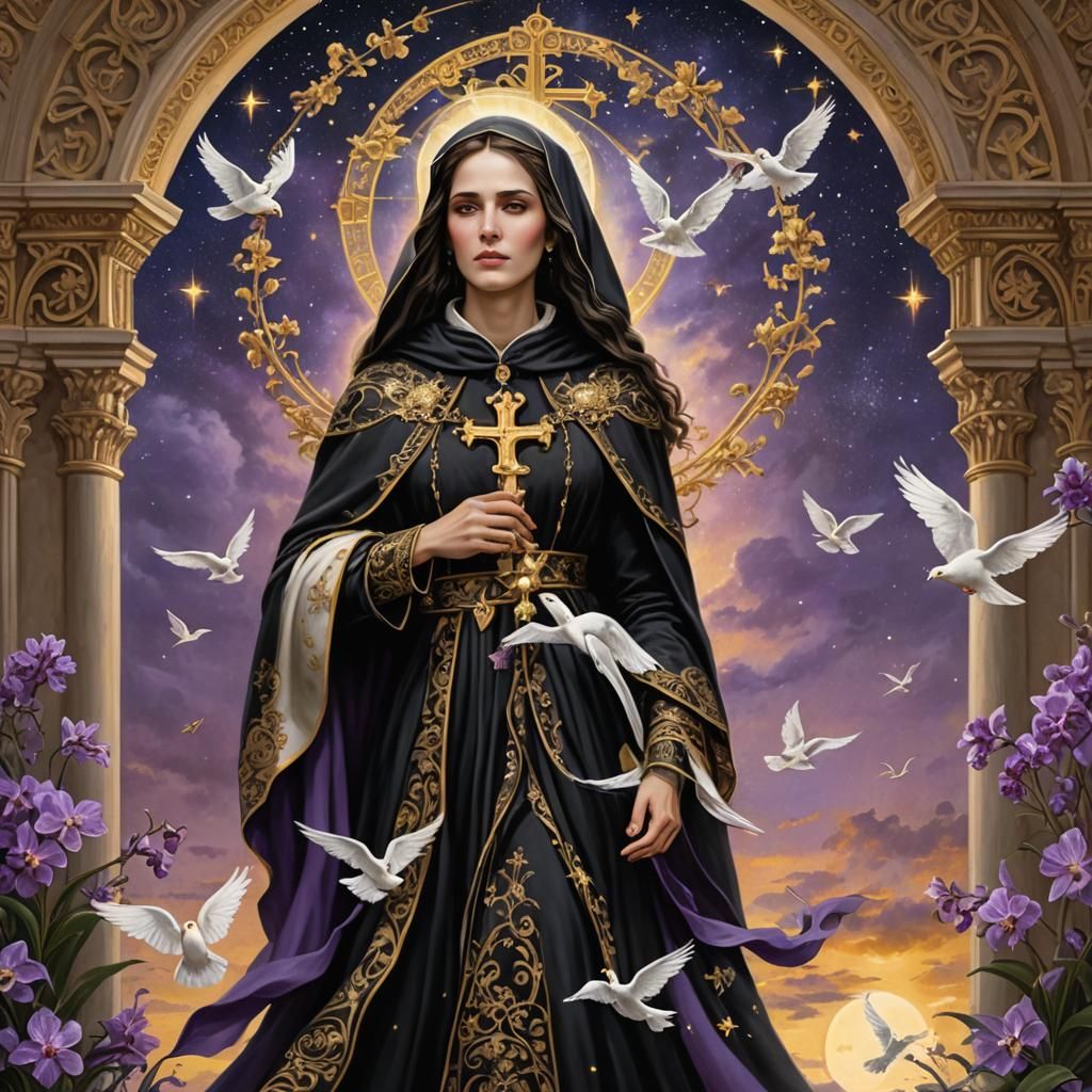 Saint Rita in Heavenly Sky: Fantasy Concept Art