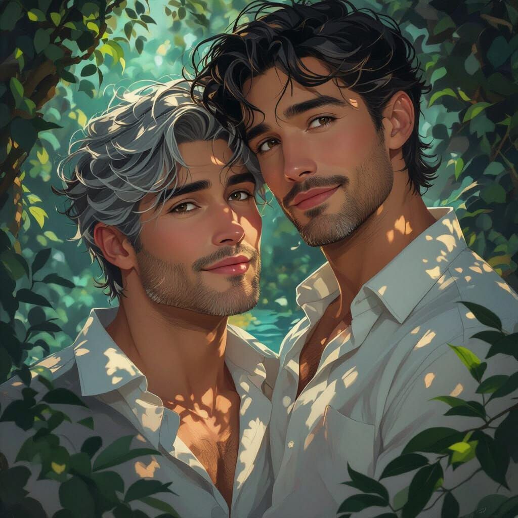 Sweet Gay Couple in a Beautiful Grotto