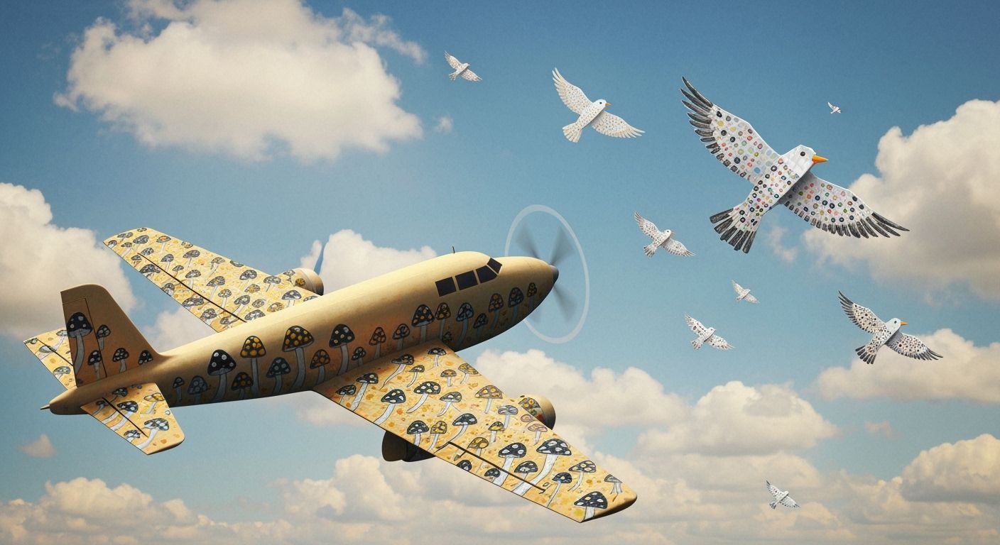 Paper Plane Soars Through Surreal Paper Sky