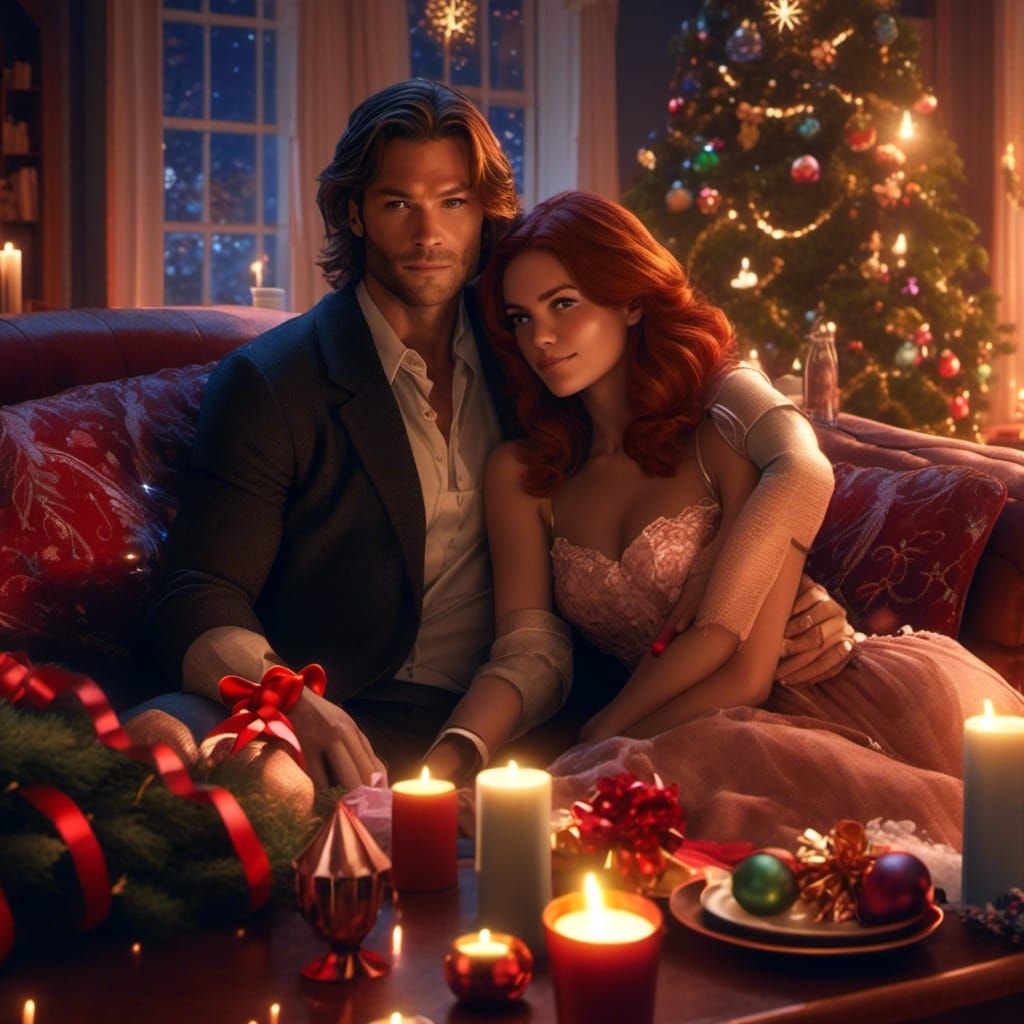 Christmas Cuddle: Intricate Digital Art