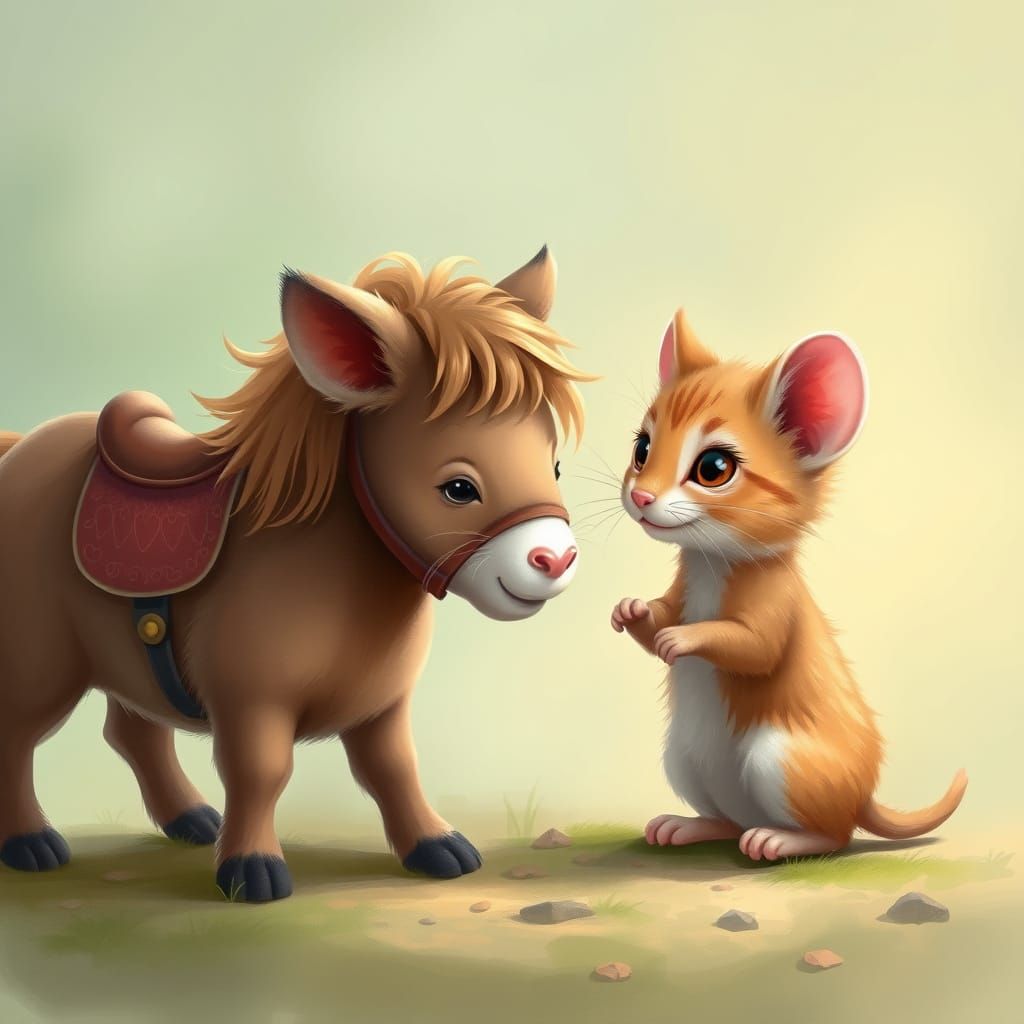 Cute Mouse and Kitten Discuss Pony Rides