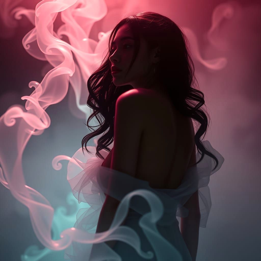 Hazy Female Silhouettes in Surreal Fantasy Style