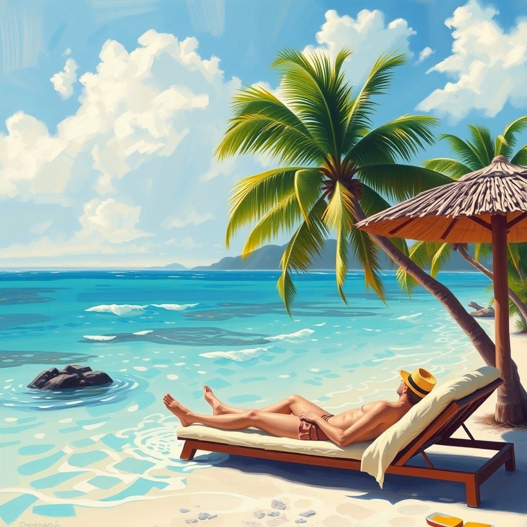 Idyllic Beach Scene in Vibrant Colors