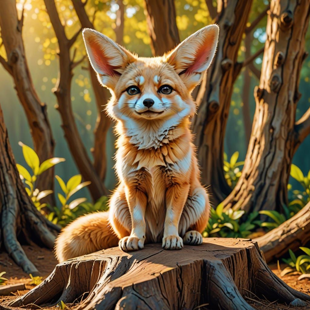 Whimsical Fennec Fox in Vibrant Digital Art