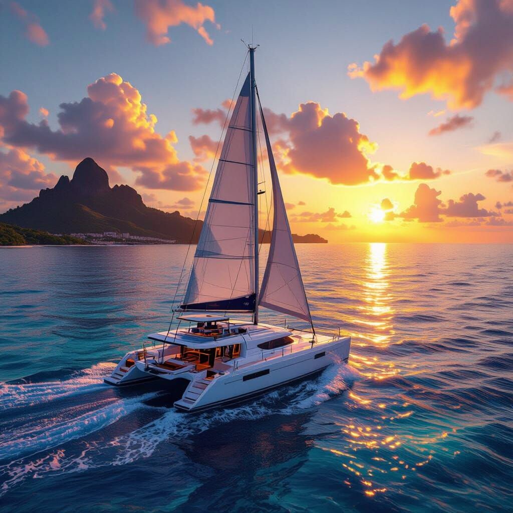 Bali Catamaran Sailing Caribbean Sea Near St Barth