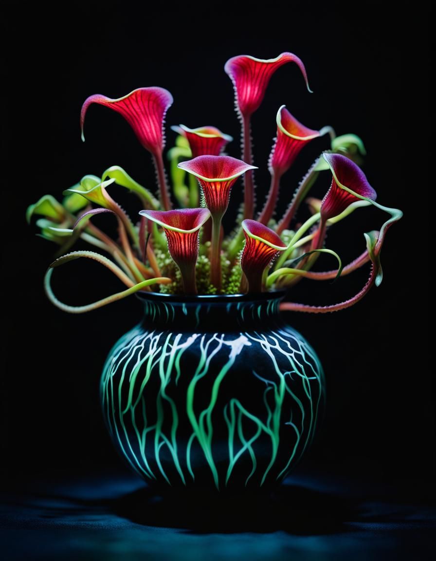 Halloween Carnivorous Plants Under Black Light