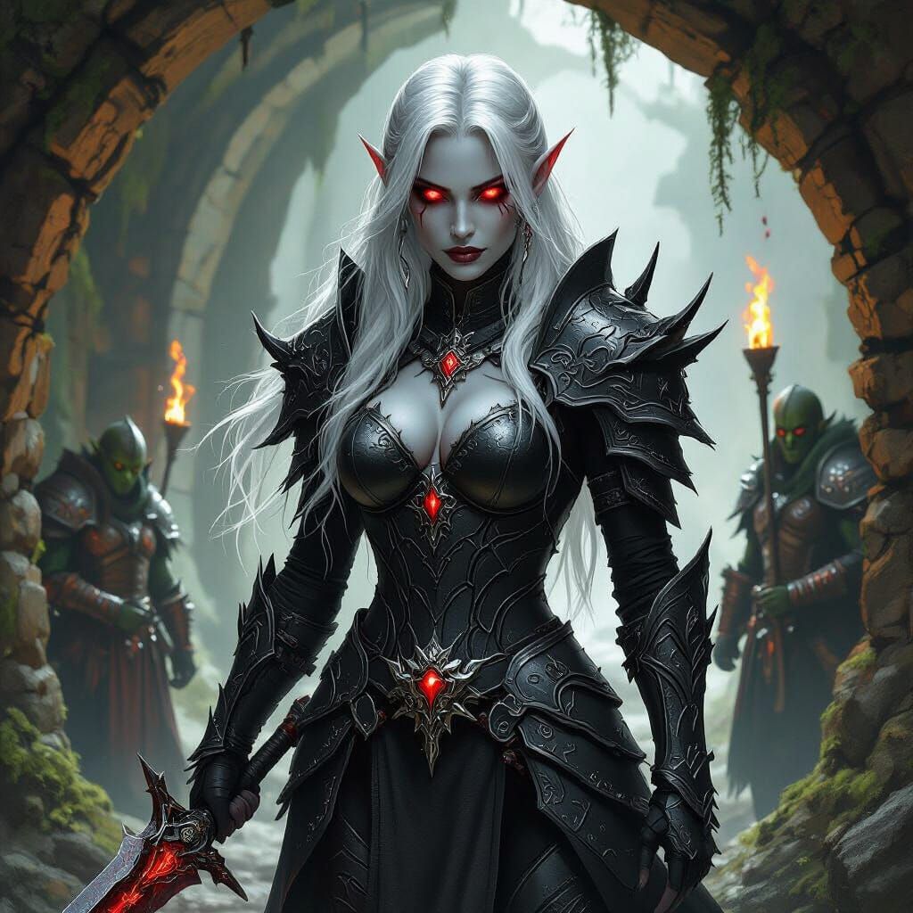 Dark Elf Queen Portrait in Dark Fantasy Style