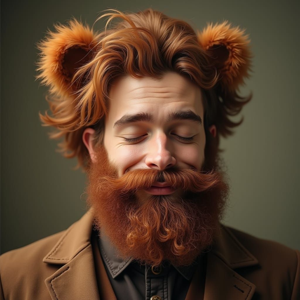Teddy Bear Beard: Fantastical Realism Portrait