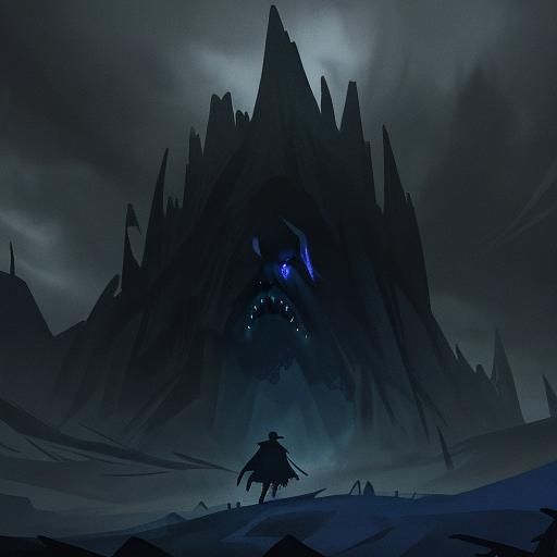 Gothic Dark Fantasy Nightmare with Winged Figure