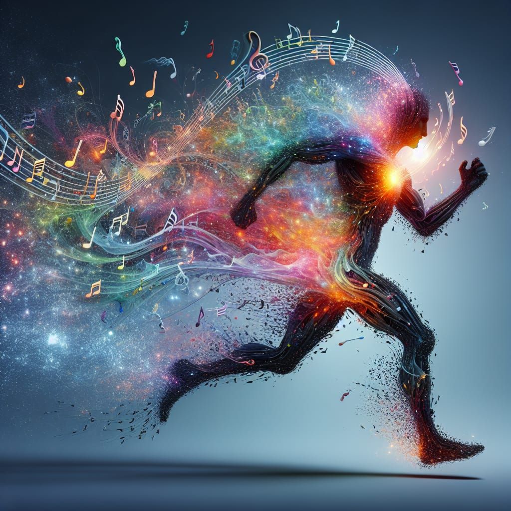 Exploding Heart: Windswept Particles and Musical Notes