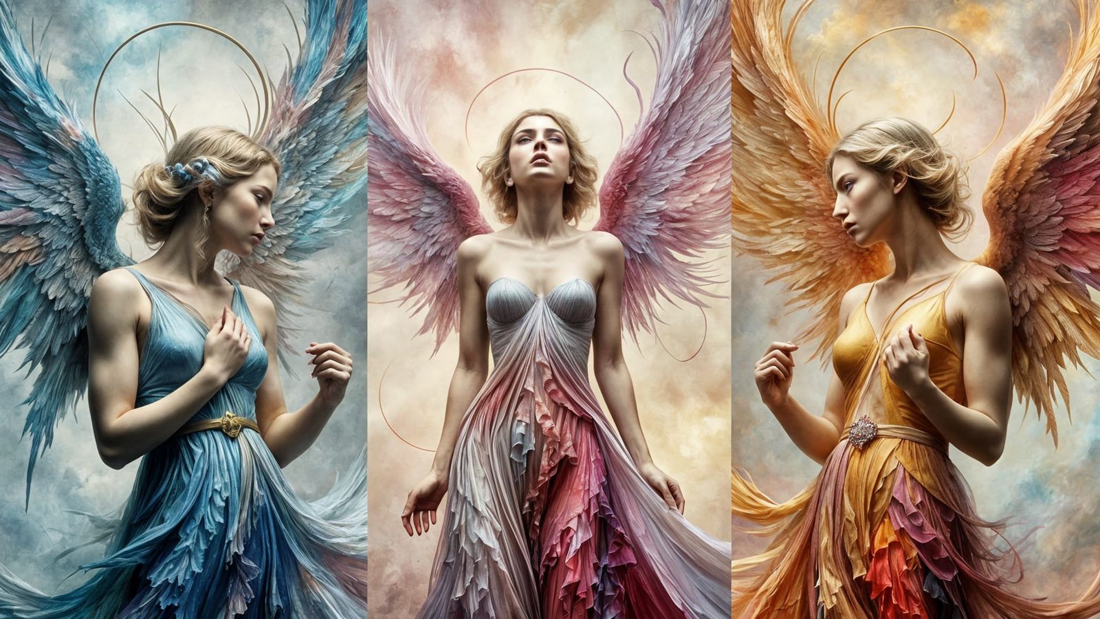 Angelic Trinity in Surrealist Style