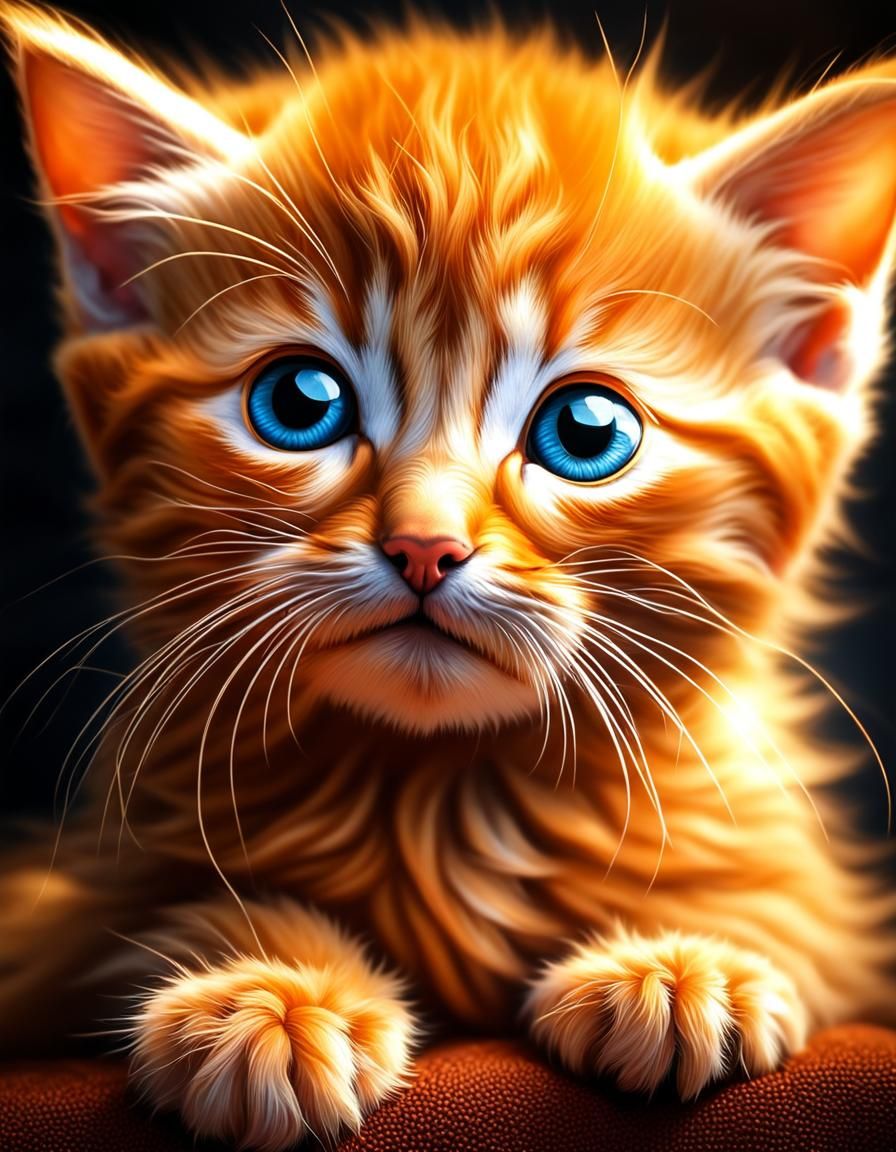 Halloween Kitten: Hyperrealistic Orange Kitten Portrait