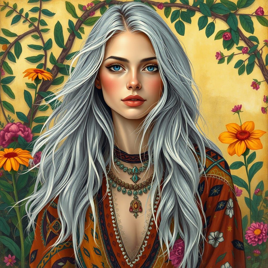 Free-Spirited Bohemian Woman in Vibrant Colors