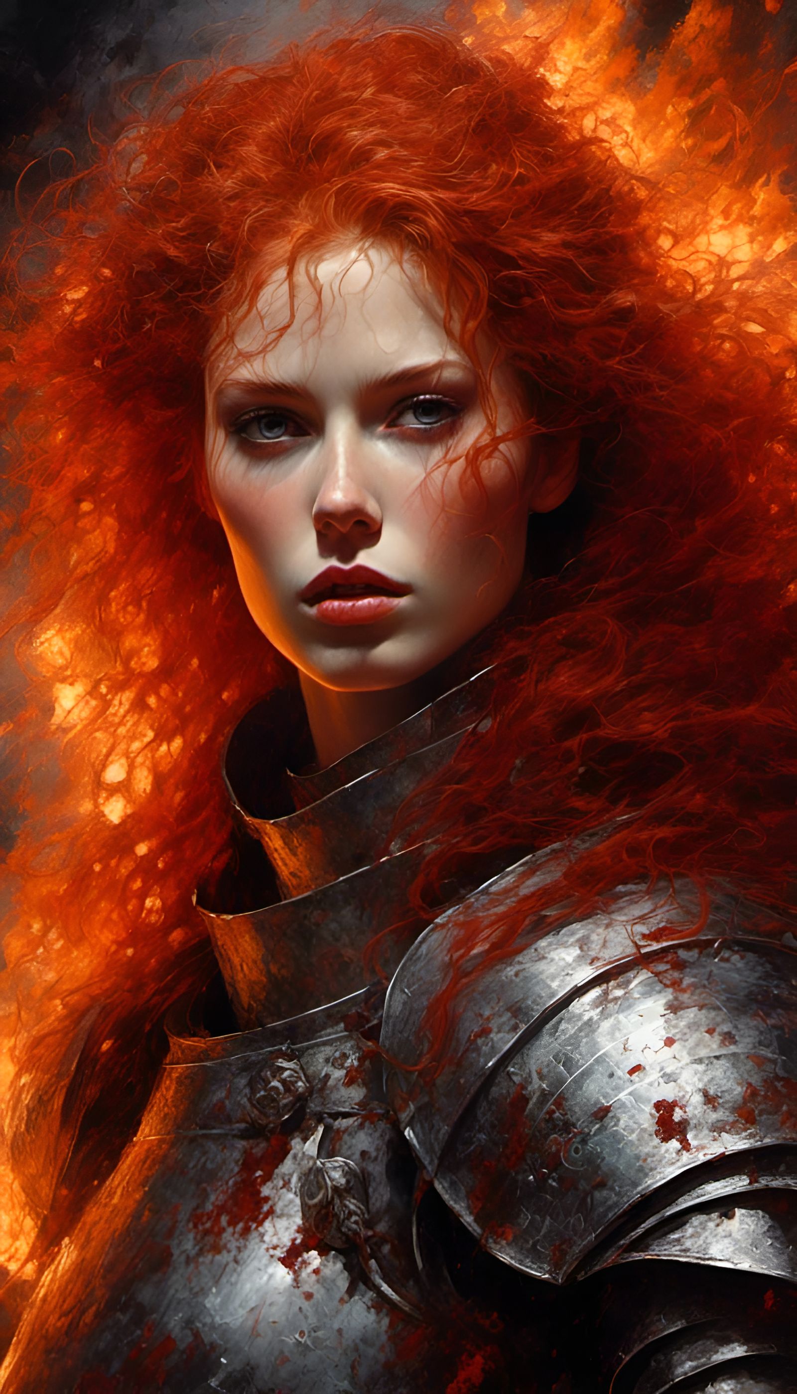 Fiery Knight Emerges from Hell in Pencil Sketch