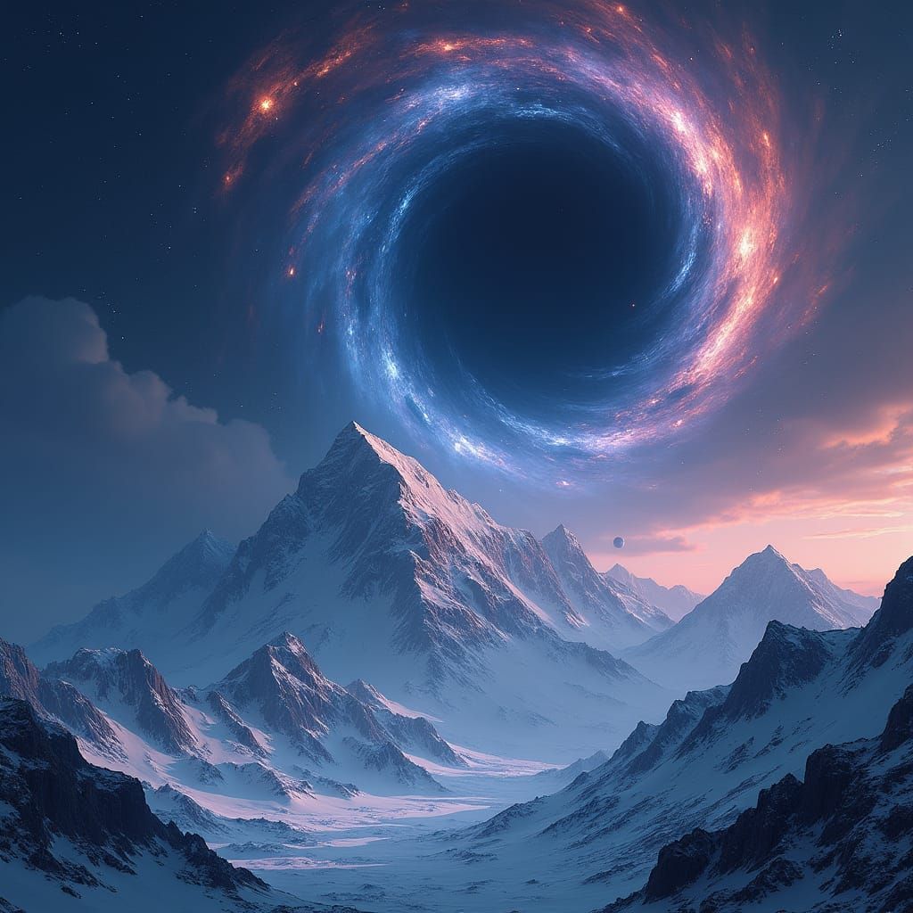 Cosmic Mountain Range in Digital Art Style