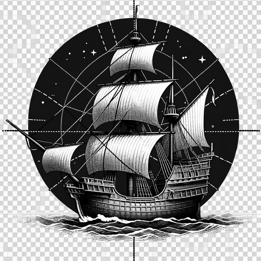 Christopher Columbus Ship Animated Outline