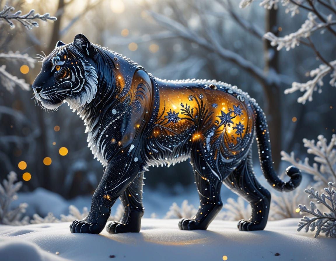 Glass Tiger Sparkles in Winter Wonderland